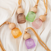 Bouteille de parfum suspendue en verre dépoli à dégradé de couleurs pour voiture, flacon vide pour huile aromatique avec cordon pendentif