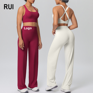RUIQUWIN Custom Logo Women's Yoga Set Plus Size Waterproof Shockproof Sports Bra High Waist Pants Moisture Wicking Tracksuit - Product Image 1