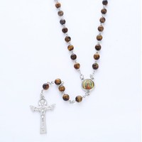 Collier de chapelet catholique en cristal charmant, nouveau, en gros, pour mariage, femmes, long pendentif en forme de croix, chaîne de collier, cadeau pour femme