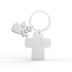 Fabrication de qualité supérieure Intéressant Perle Argent Alpha Série Cross Angel Porte-clés Artisanat en métal Porte-clés pour valise - Product Image 3