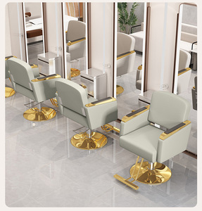 เก้าอี้ทำผมสำหรับร้านเสริมสวยแบบมืออาชีพทันสมัยปี 2026 ฐานสีทอง เก้าอี้จัดแต่งทรงผมสแตนเลส หมุนได้ ปรับระดับได้ เก้าอี้ตัดผมชาย - Product Image 4