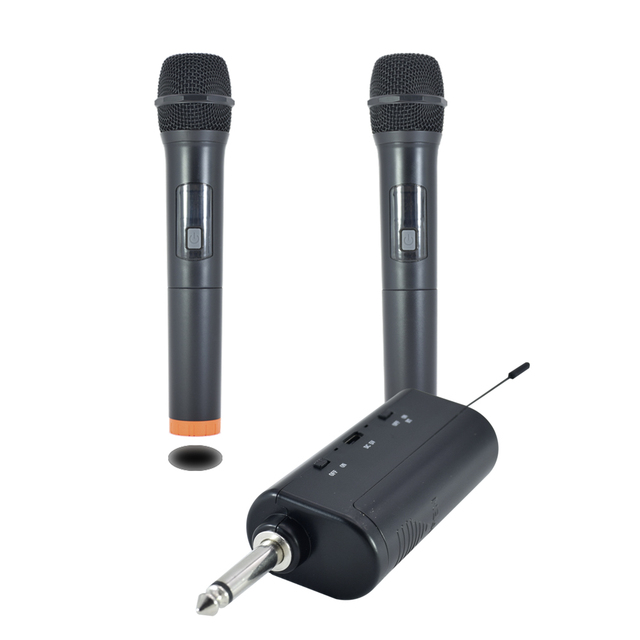 Rechargeable UHF Wireless Microphone System 16-Channel Handheld Karaoke Mic 100ft Range Great Sound for Home Party Stage (Metal