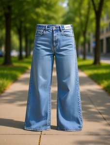 Jean en denim évasé taille haute pour femme MANGO, délavage clair, décontracté, longueur complète, pour l'été et le quotidien - Product Image 2