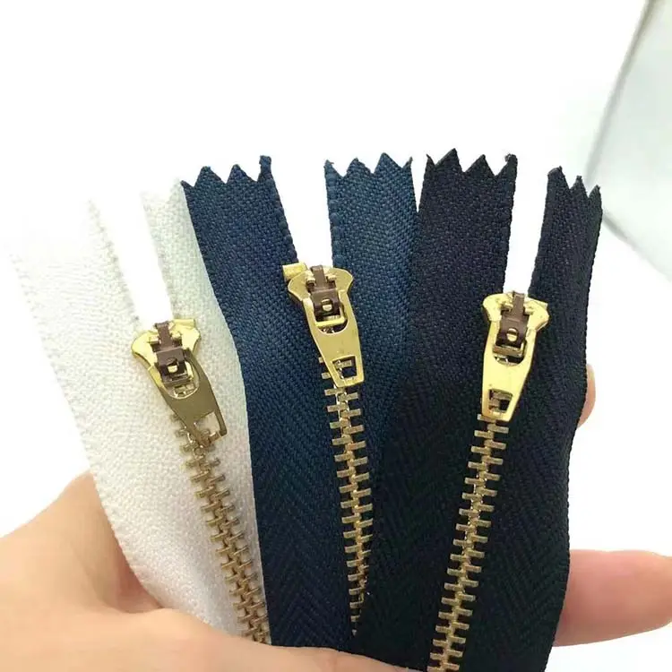 Stocklot high security bag yellow brass metal close end zipper for garment