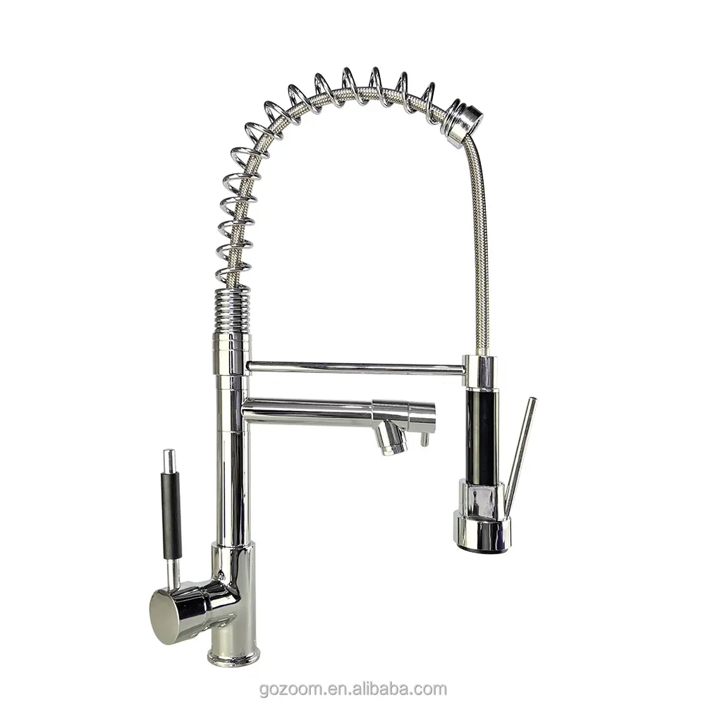 2-Function Commercial Style Pre-Rinse Kitchen Faucet with Pull-Down Spring Spout and Pot Filler