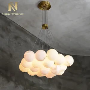 Iluminação Personalizada Fornecedor Decoração Interior Sala De Estar Jantar Quarto Anel Balão LED Alabastro Lustre