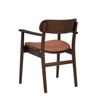 Fauteuil de salle à manger en bois massif de style nordique rétro avec assise rembourrée en PU marron pour salle à manger et café - Vente en gros