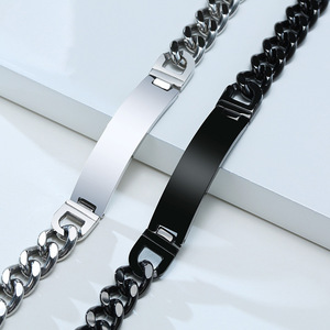 Bracciale di moda gioielli all'ingrosso possono essere incisi in bianco parola Logo Design in acciaio inox barra bracciale Set per gli uomini delle donne - Product Image 4