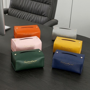 PU Leather Tissue <b>Box</b> Holder Print Rectangular Foldable Napkins Container for Living Room Bedroom Car Home Office - Product Image 6