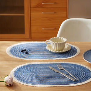 Meilleures ventes : Grands sets <span class=keywords><strong>de</strong></span> <span class=keywords><strong>table</strong></span> ovales tressés, antidérapants et isolants thermiquement, pour la maison et la cuisine, sous-verres décoratifs. - Product Image 4