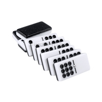 Jeu de dominos à dos noir acrylique bicolore Glliter Double Nine 9 blocs de dominos avec spinner argenté