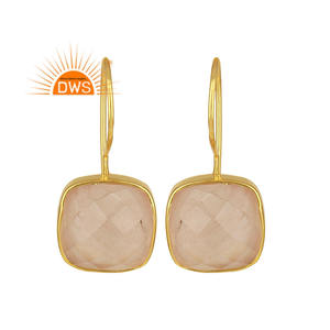 Lot de boucles d'oreilles crochet en argent et or, 925, vente en gros de bijoux en forme de coussin, pierres précieuses - Product Image 1