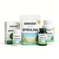 Capsules de spiruline emballées en sachet OEM/ODM, complément alimentaire quotidien portable, usine source, étiquette privée personnalisée