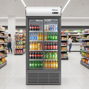 Klimasan Réfrigérateur commercial vertical à double porte en verre et porte coulissante de 1068 L avec température 0/+ 10 °C pour boissons - Product Image 3