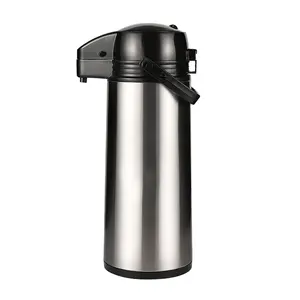 China Wholesale Pump Coffee Pot Metal Body Thermos Pot Vacuum Flask