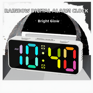 Loud Smart Electronic Movement Modern Resin Alarm <strong>Clock</strong> <strong>Large</strong> Display 7-Color RGB Night Light Color-Changing Bedside Table <strong>Clock</strong> - Product Image 2