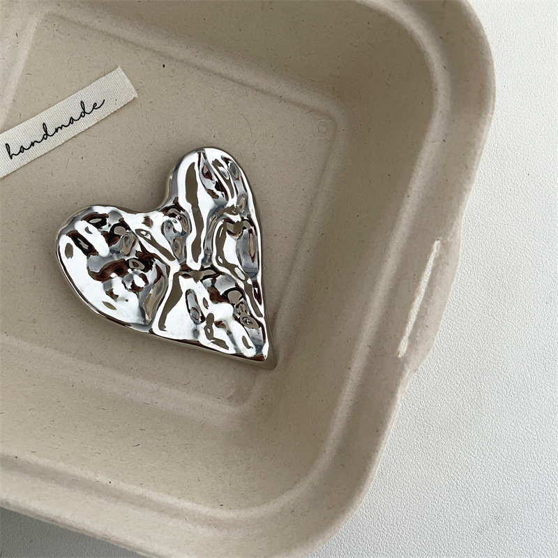 Broche argent 2 amour-7cm