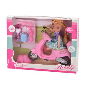 Kızlar motosiklet aksesuarları ile oyuncak bebekler Set giyinmek Pet kız için oyuncak güzellik seti bebek bebek oyna Pretend