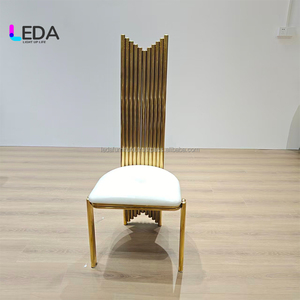 LEDA Chaises d'hôtel de mariage en cuir de qualité supérieure en acier inoxydable de style moderne pour la décoration Banquet de mariage - Product Image 4
