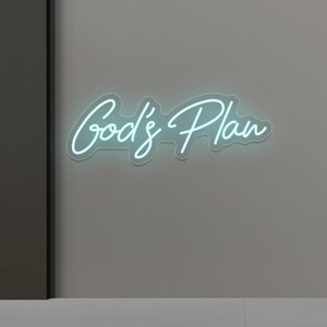 Insegna al Neon LED Rotonda Impermeabile da Esterno con Scritta 'God's Plan' per Bar Sportivi, Pub, Discoteche, Pubblicità Paesaggistica per Venditori Etsy - Product Image 1
