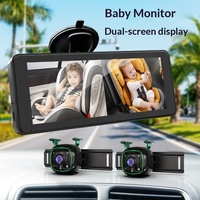 Moniteur bébé pour voiture de 6,86 pouces, double canal, écran LCD AHD, caméra de vision nocturne, surveillance des sièges arrière, alimentation Type-C