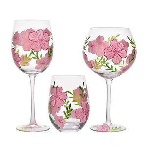 Bicchieri <span class=keywords><strong>e</strong></span> <span class=keywords><strong>Calici</strong></span> in Vetro Dipinti a Mano con Motivi Floreali per Uso Domestico <span class=keywords><strong>e</strong></span> Occasioni Speciali - Product Image 2