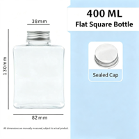 Bouteilles de jus en plastique transparent personnalisées avec étiquette privée, 350 ml, avec bouchon à vis, pour lait, café, boissons, couvercle en métal, 400 ml, 500 ml