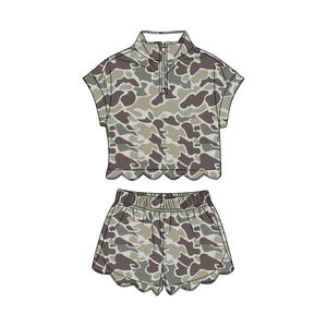 GSSO3562 Conjunto Casual de Manga Corta con Estampado de Camuflaje para Niñas Pequeñas, Venta al por Mayor de Conjuntos Infantiles - Product Image 1