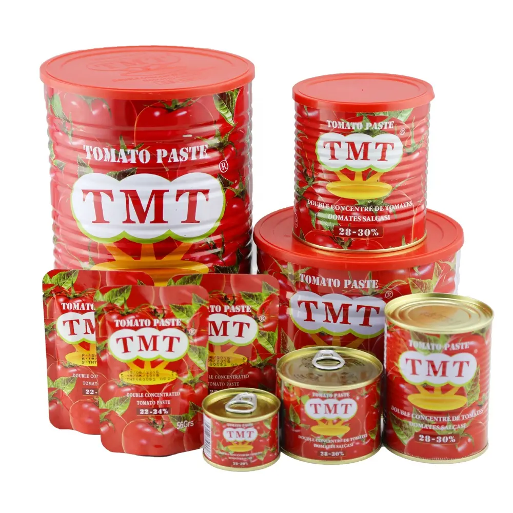 TMT缶詰食品トマトペースト価格安い缶トマトソースドラムで工場生産ラインから簡単に開く70g 210g 400g