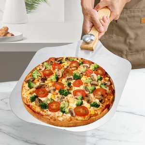 Accessoires de cuisine de haute qualité, pelle à pizza pliable en acier inoxydable, pelle à pizza en aluminium avec manche en bois - Product Image 4