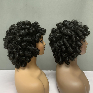 Pelucas de Cabello Humano 100%, Peluca Bob de Cabello Brasileño, Peluca Bob con Flequillo y Rizos SDD Spring Curl - Product Image 1