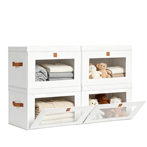 Fabric <b>Storage</b> <b>Boxes</b> with Lids Collapsible <b>Storage</b> Bins with Window Decorative Closet Organizers for Clothes Towels Books - Product Image 1