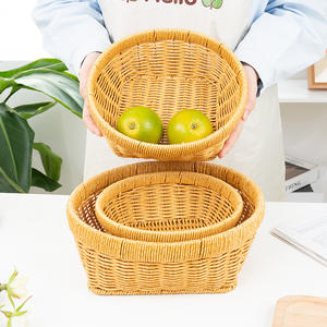 Panier de rangement en rotin, ensemble de paniers taille M, empilables, pour cuisine, fruits, légumes, organisateur de bureau, forme de bol, origine Bobai - Product Image 1