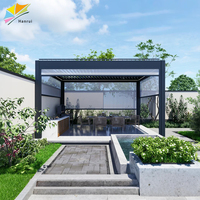 Pergola bioclimatique motorisée en aluminium 3x3, revêtement poudré, couverture de patio et balcon, toit à lames orientables, pergolas à lames motorisées