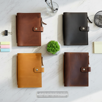Couverture de carnet en cuir véritable avec logo personnalisé, en cuir Crazy Horse, rechargeable, format A5, en cuir de vachette, pour carnet de voyage