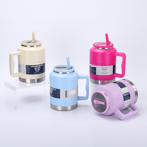 2025 <span class=keywords><strong>Emerit</strong></span> vente en gros personnalisé 1.5L 2L grande capacité Double paroi en acier inoxydable isolé sous vide large bouche poignée de paille gobelets - Product Image 1