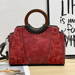 शीर्ष परत वाली चमड़े की महिलाओं के हैंडबैग हाथ से खींचा कंधे का क्रॉसबॉडी बैग विंटेज पोर्टेबल मैसेंजर टोटे बैग - Product Image 1