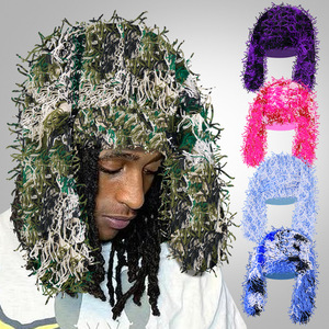 Rabbit Ear Knitted Hat Fleece Lined Windproof Warm Winter Outdoor Sports Cap Adult Size Solid Color Balaclava - Product Image 1