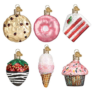 Ornement de Noël personnalisé en verre 2026 – Fournitures pour décorations de Noël : petites boules en forme de pizza et de beignets pour la décoration de Noël - Product Image 1
