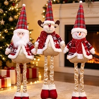Teleskopische Weihnachts-Stehfiguren: Weihnachtsmann, Schneemann, Rentier – Plüsch-Ornamente für Fenster, Kamin und Weihnachtsdekoration – Geschenke