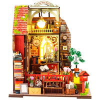 Kit de maison miniature rétro à construire soi-même avec éclairage LED, modèle de puzzle en bois 3D pour adultes, cadeau artisanal