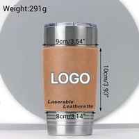 Gobelet en similicuir Laserable Cadeau d'entraîneur Basketball Football Gym Tasse de voyage Gobelet en acier inoxydable de 20oz avec couvercle en cuir