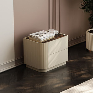 Table de chevet minimaliste italienne en bois massif laqué, meuble de rangement pour chambre à coucher - Product Image 3
