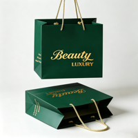 Boîte cadeau luxe avec impression de logo par estampage à chaud, sac en papier pour bijoux (collier, bague, bracelet) avec poignée en nylon.