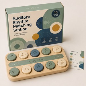 Stazione di Abbinamento Ritmico Personalizzata in Legno, Gioco Sensoriale per lo Sviluppo delle Abilità di Ascolto per l'Educazione Speciale - Product Image 3