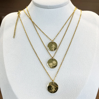 Produsen Perhiasan Stainless Steel Custom, Kalung Liontin Koin Bunga Bulan Kelahiran Emas Personalisasi untuk Wanita