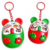 Porte-clés anti-stress canard rigolo qui couine, animal lumineux à bouton-poussoir vocal, porte-clés clavier 26 touches, jouet électronique sensoriel