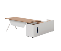 Table de bureau exécutive moderne haut de gamme en bois massif et panneaux de particules, écologique, hauteur réglable, double ventilateur de refroidissement, armoire latérale