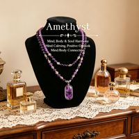Collier de luxe en pierre naturelle améthyste, pendentif vintage, collier multicouche, bijoux pour femmes, cadeaux