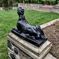 Statue de jardin de style égyptien antique extérieur personnalisé BLVE Sculpture de sphinx égyptien grandeur nature en marbre noir